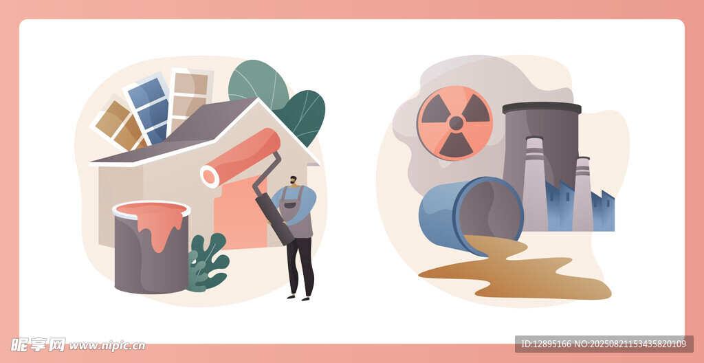环境污染场景插画