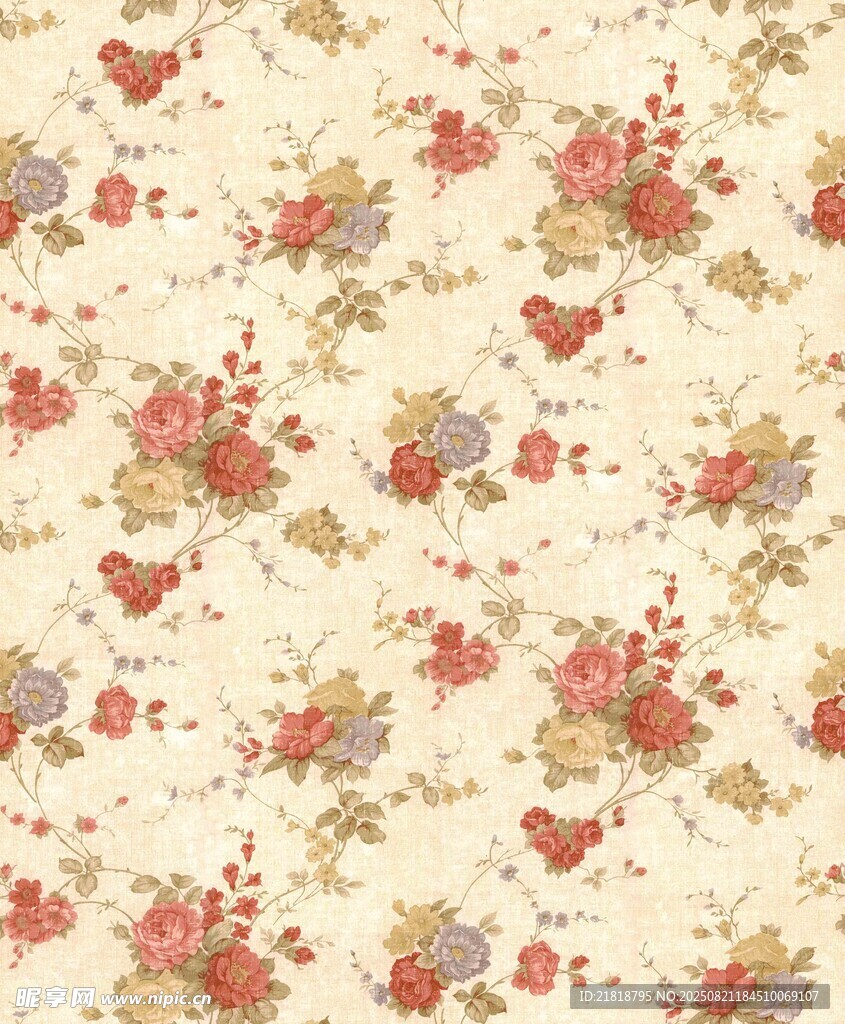 复古花卉图案壁纸设计单元