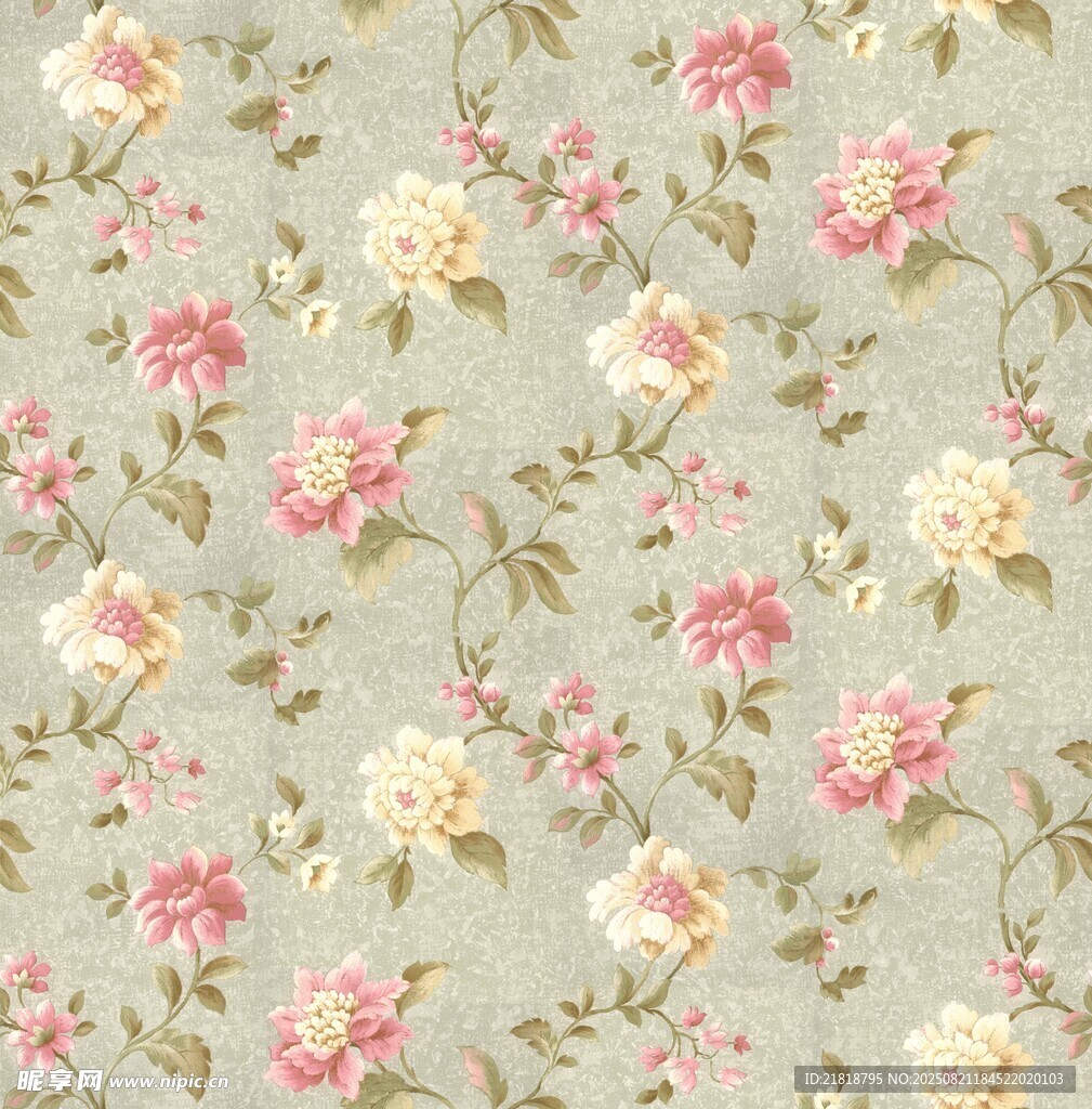 复古花卉图案壁纸设计单元