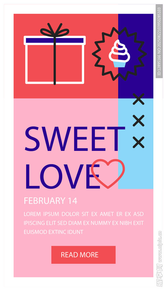 甜蜜爱情主题促销海报
