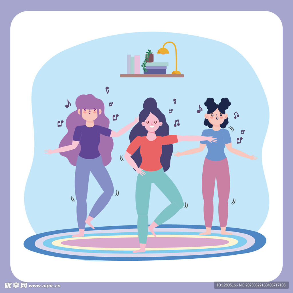 三人欢快舞蹈场景