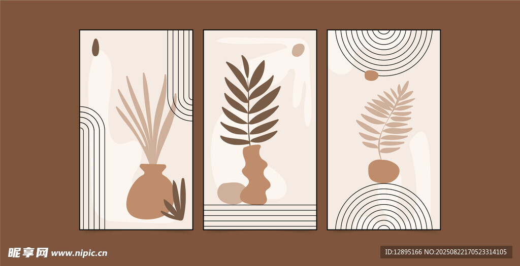 简约植物装饰画三联组图