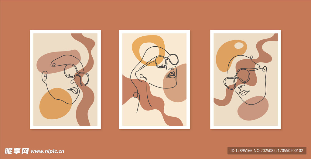 复古风格人物插画作品