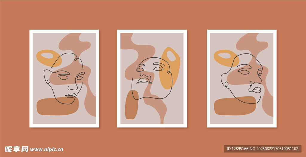 三幅简约风插画装饰画