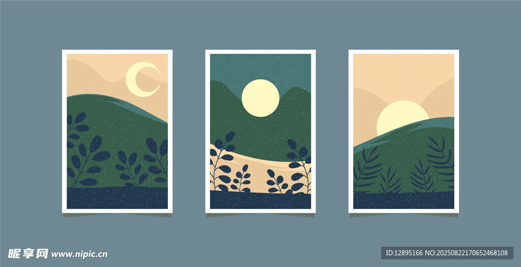 三幅自然风景插画作品