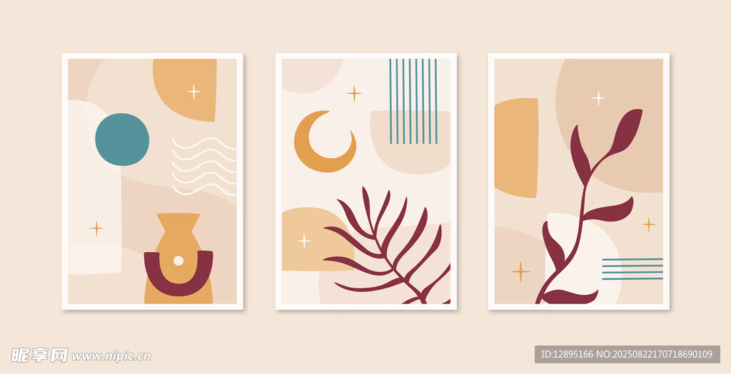 抽象几何植物装饰画