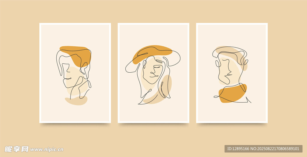 简约线条人物挂画组合