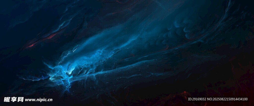 梦幻蓝色光束夜景