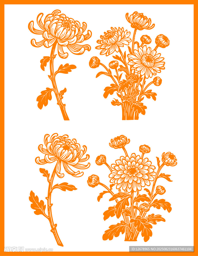 橙色菊花图案设计素材