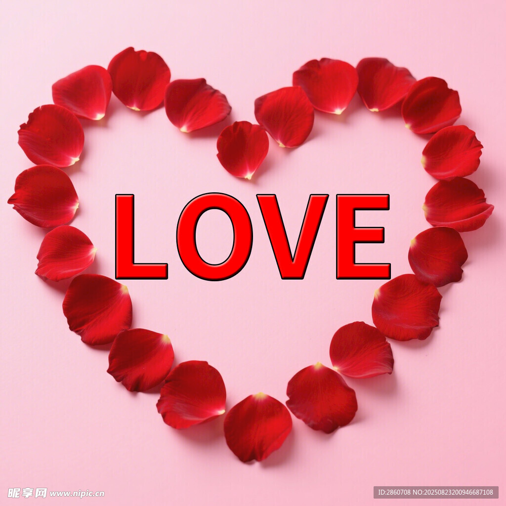 心形玫瑰组成的LOVE图案
