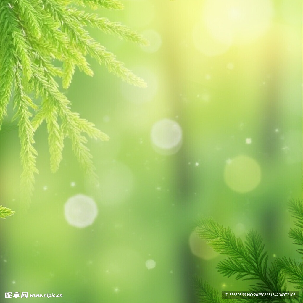 清新绿意的松枝背景图
