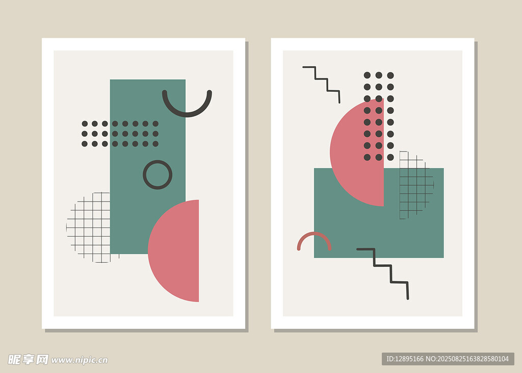 几何抽象风装饰画组合