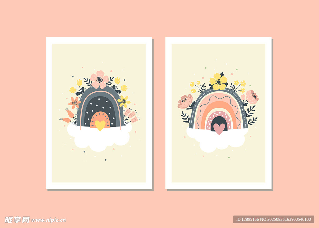 可爱卡通风动物洞穴挂画