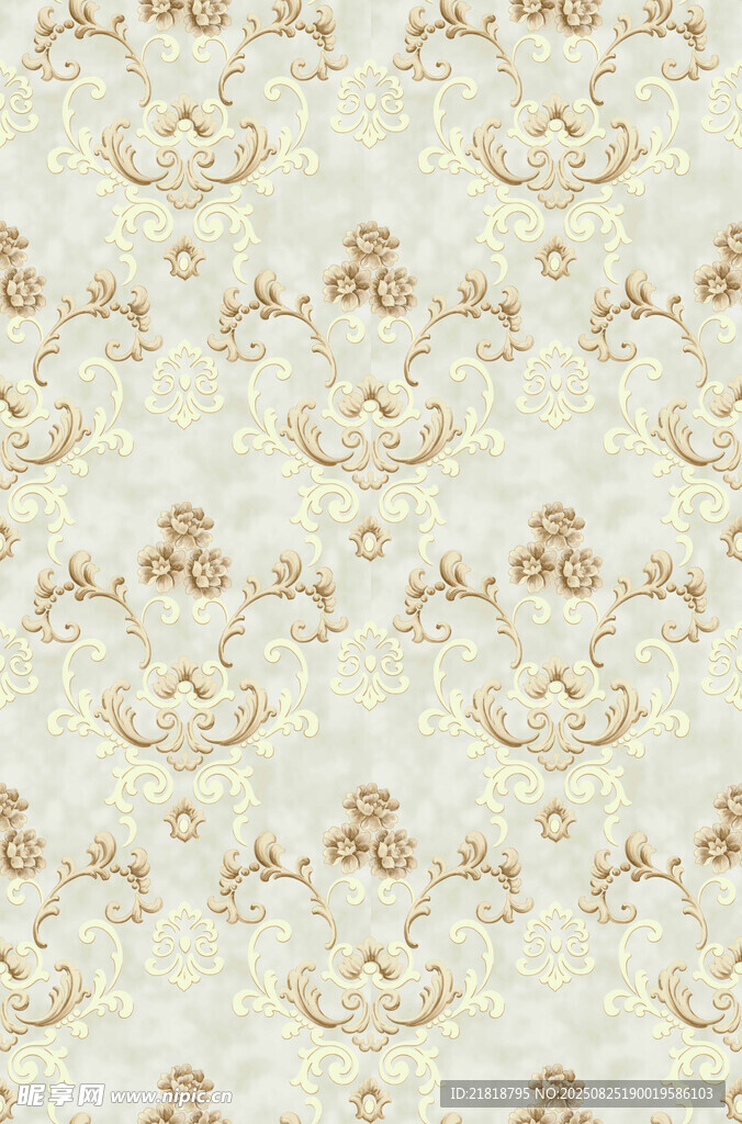 复古金色花纹墙纸图案设计单元
