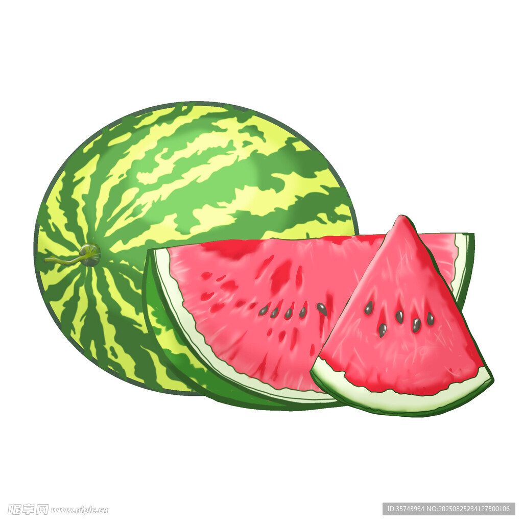 新鲜西瓜切片展示