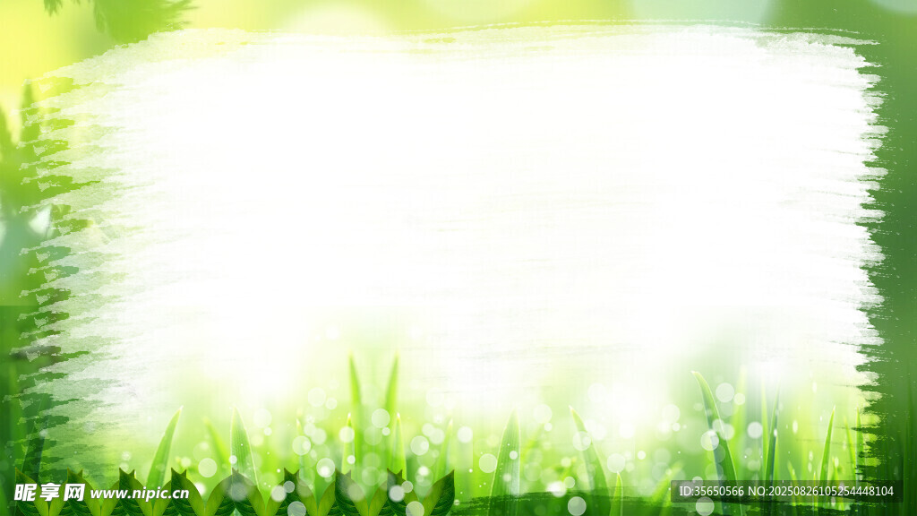 清新绿色草地边框背景图