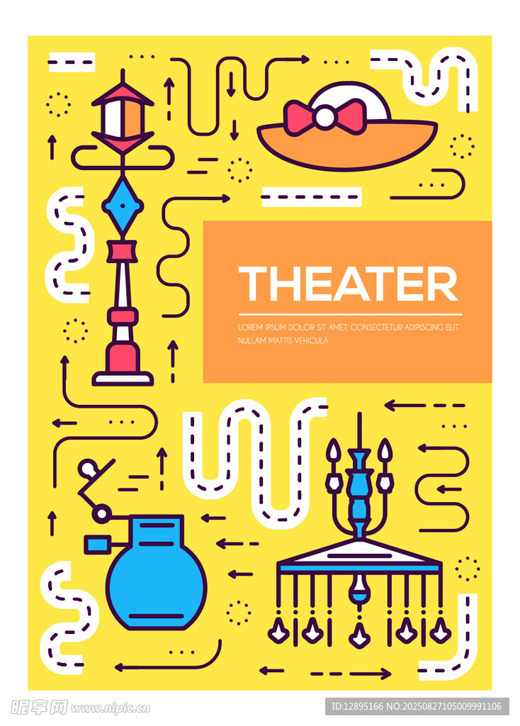 剧院主题装饰元素插画