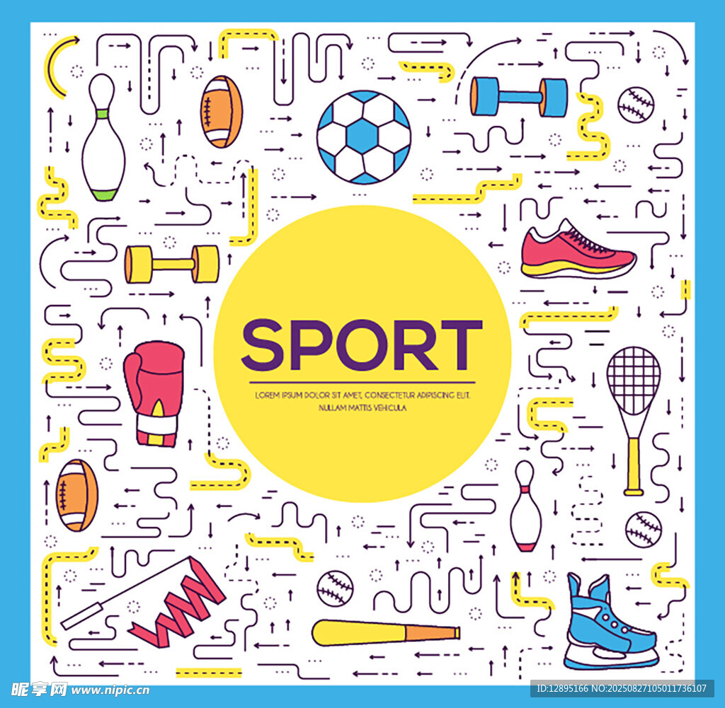 多彩运动元素插画