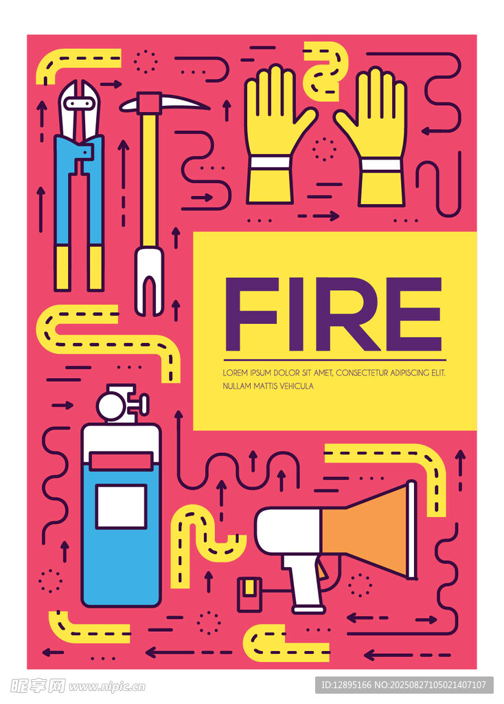 消防工具主题插画设计