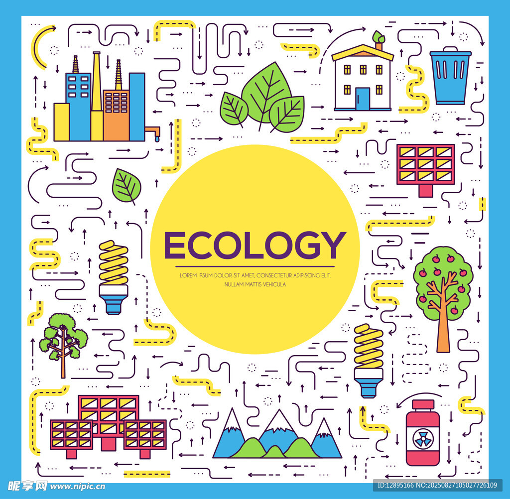 生态主题多彩插画图案