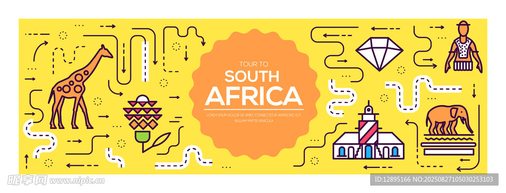 非洲动物主题插画卡片