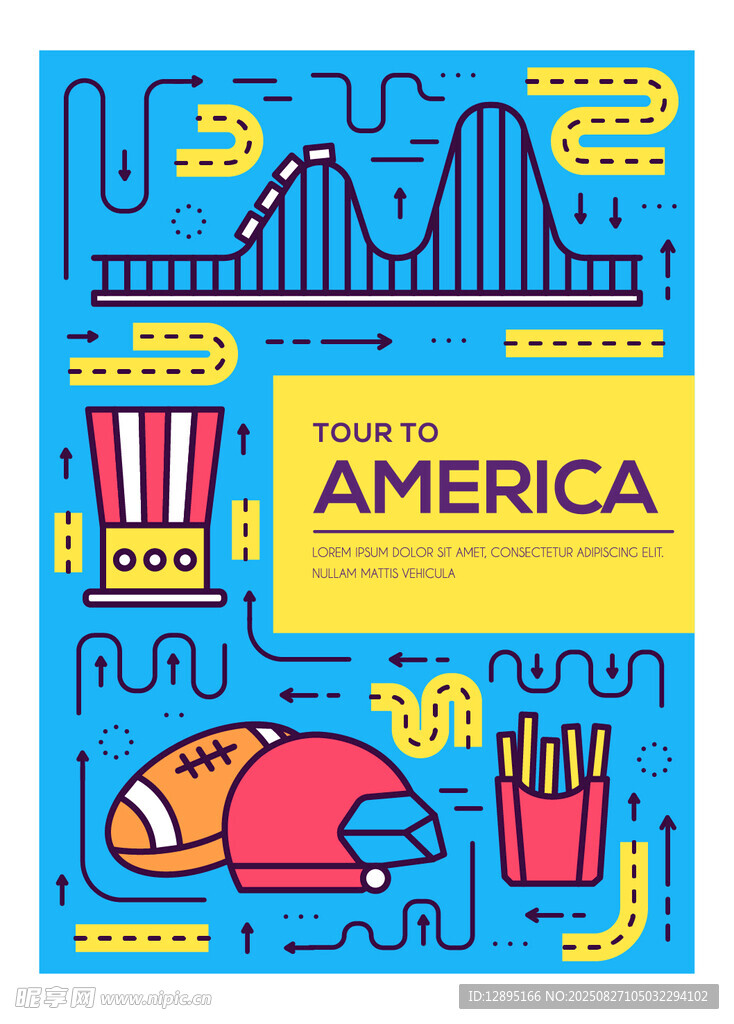 美国主题快餐文化插画