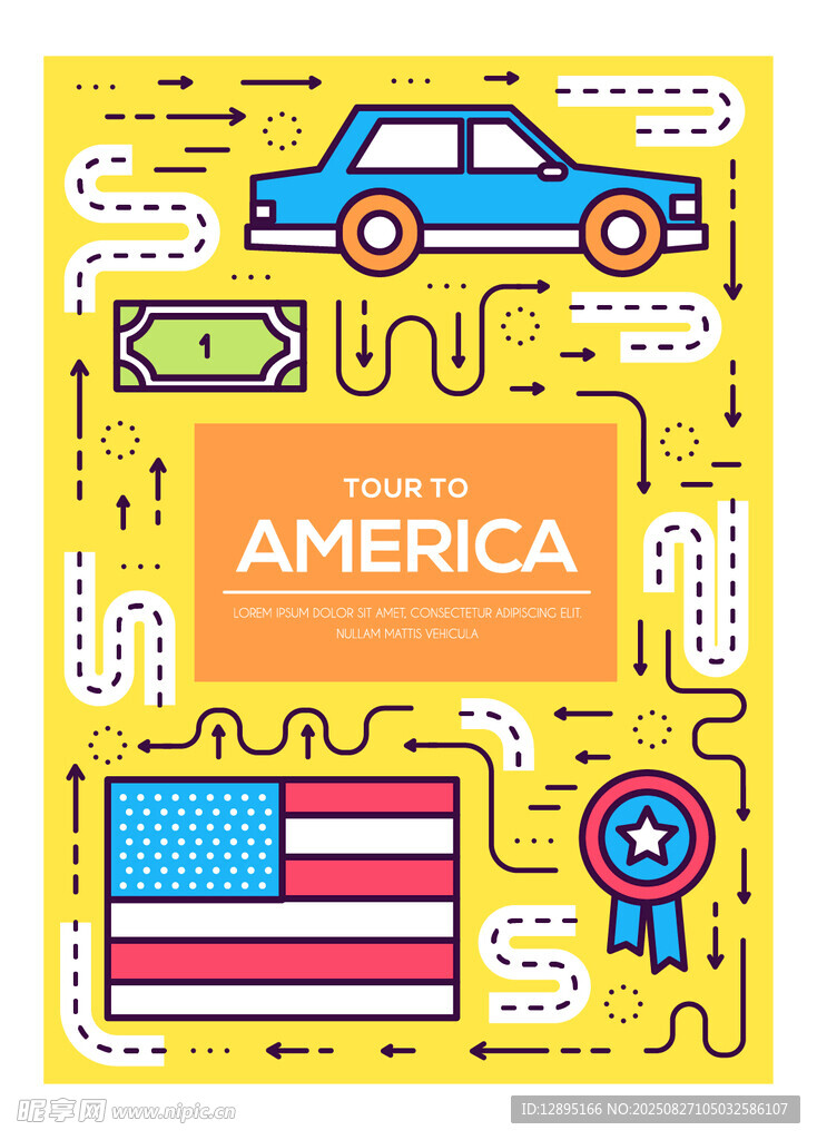 美国主题元素插画