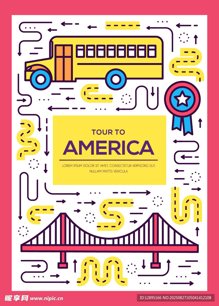 美国城市元素插画