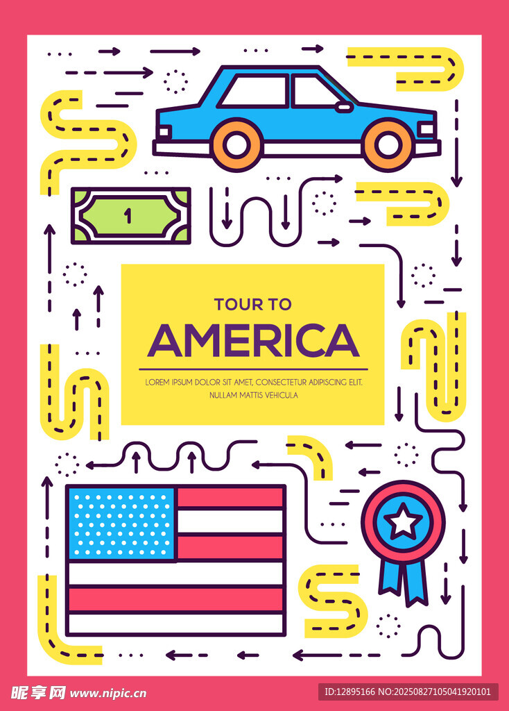 美国主题元素插画