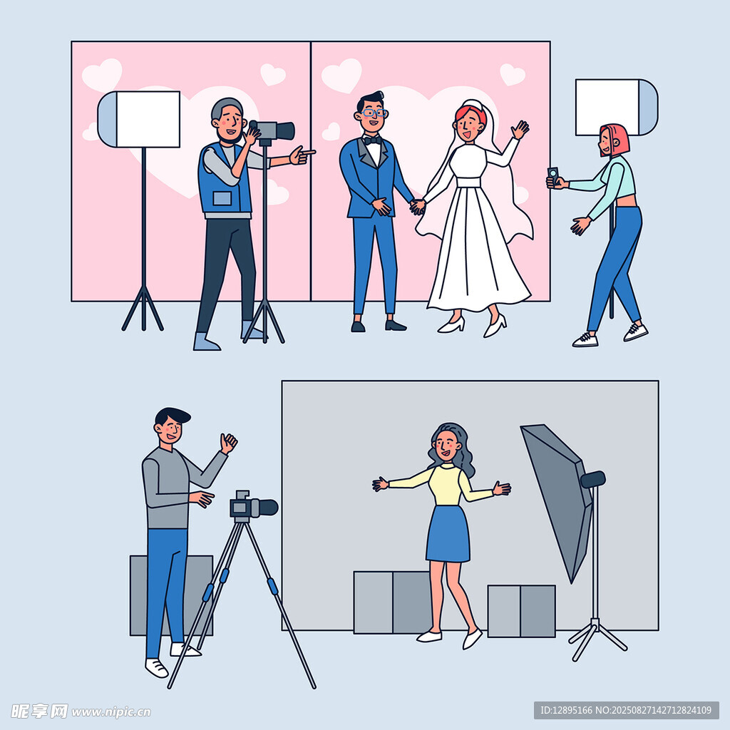 摄影棚中的拍摄工作场景