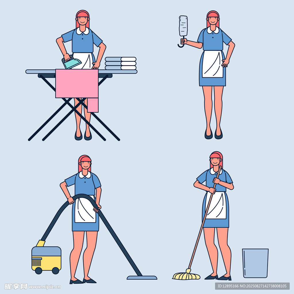 家庭主妇的多样家务瞬间