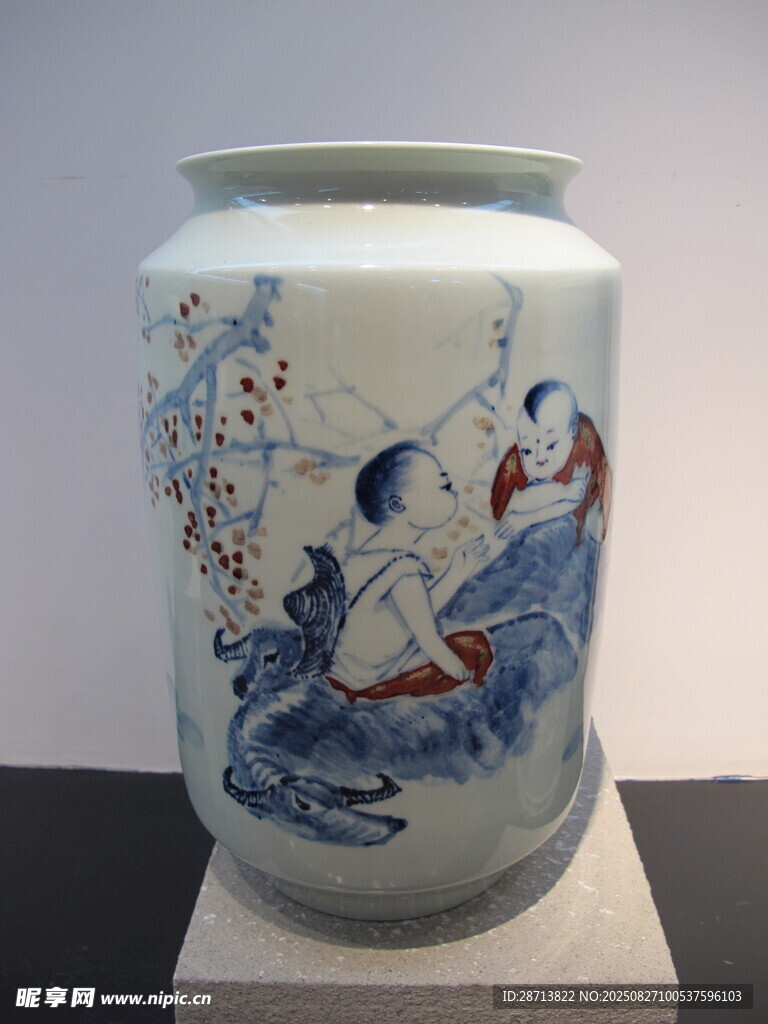青花婴戏纹瓷罐
