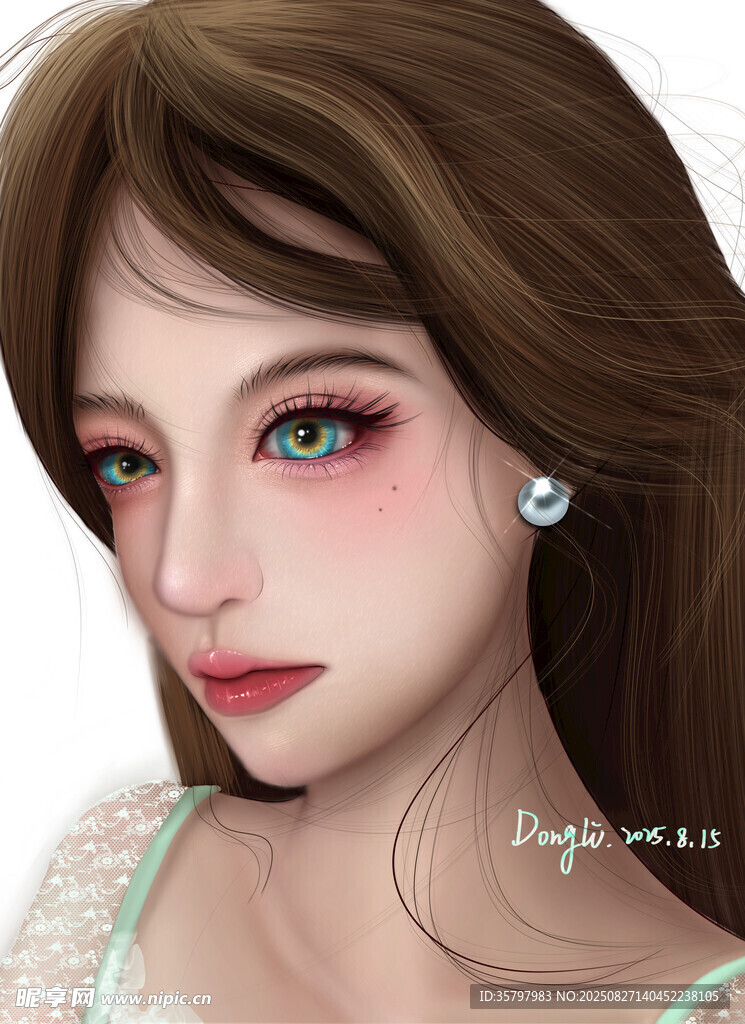 梦幻双瞳少女插画