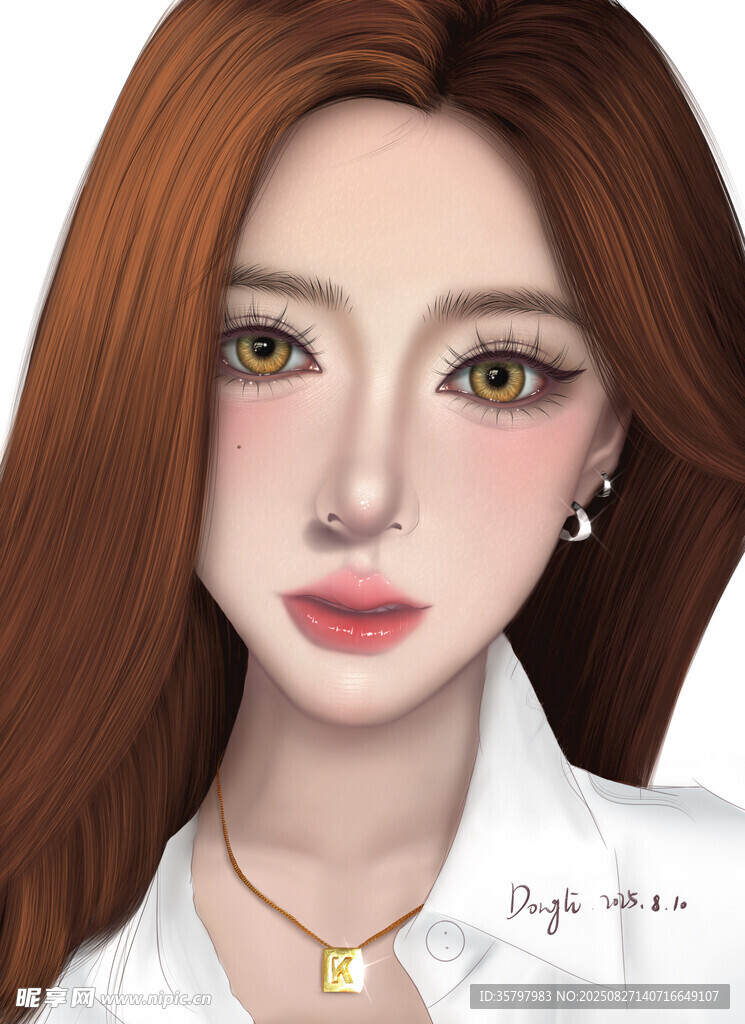 红发女子清新肖像