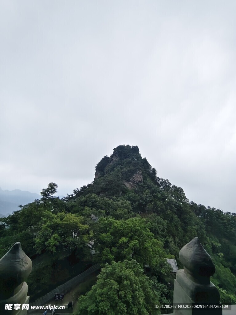 山巅绿意盎然的自然景致