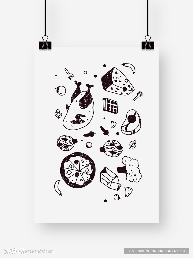 手绘美食插画装饰画