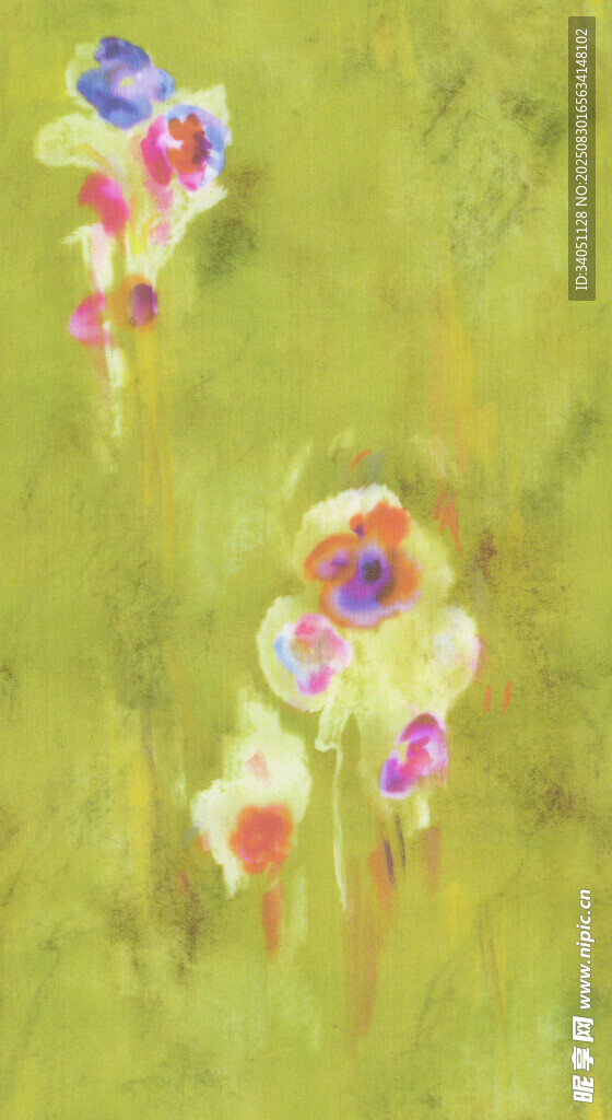 梦幻多彩花卉绘画作品