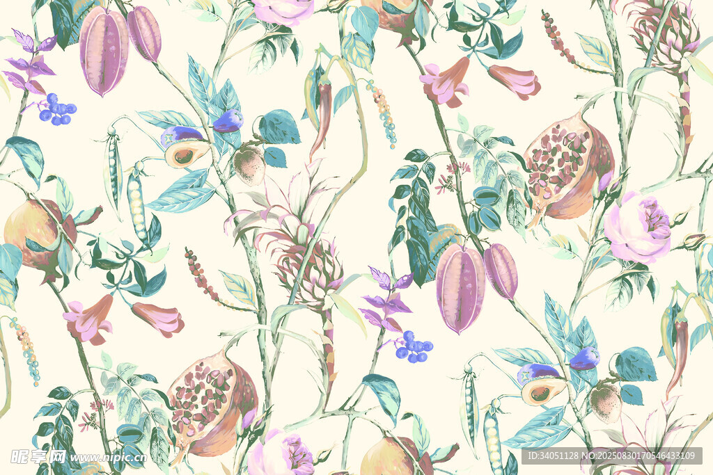 花卉水彩图案背景纹理