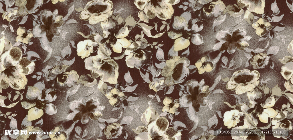 复古花卉图案布料纹理