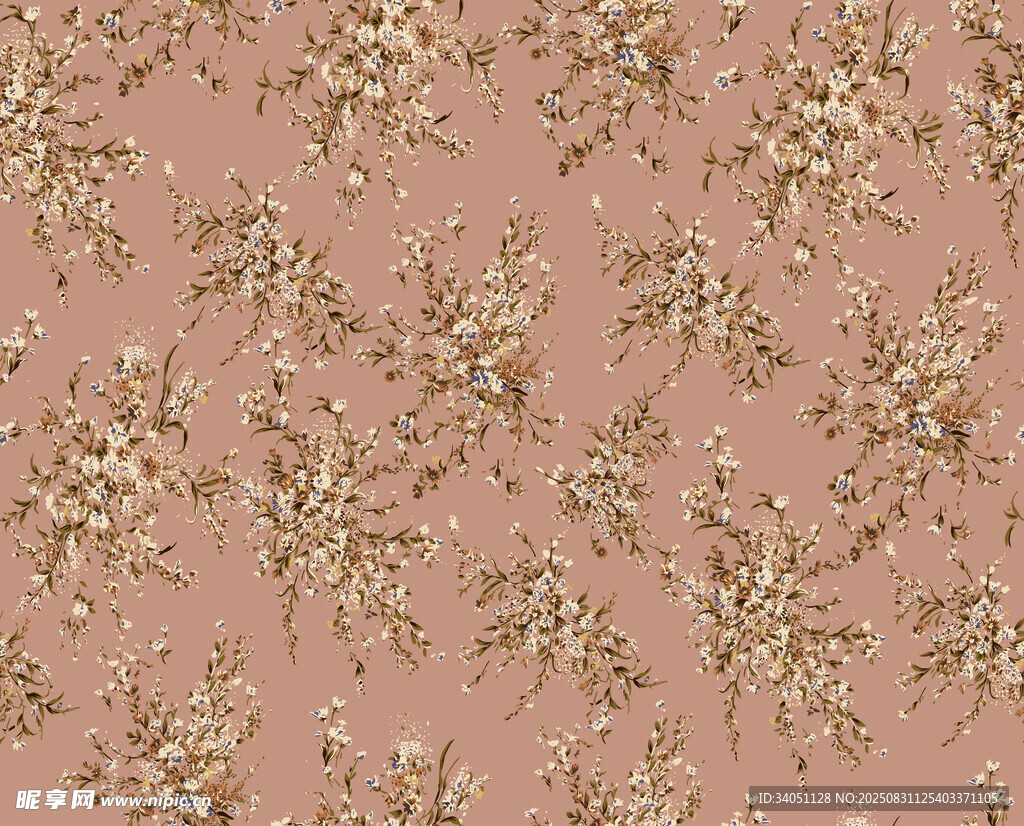 粉色碎花图案布料纹理