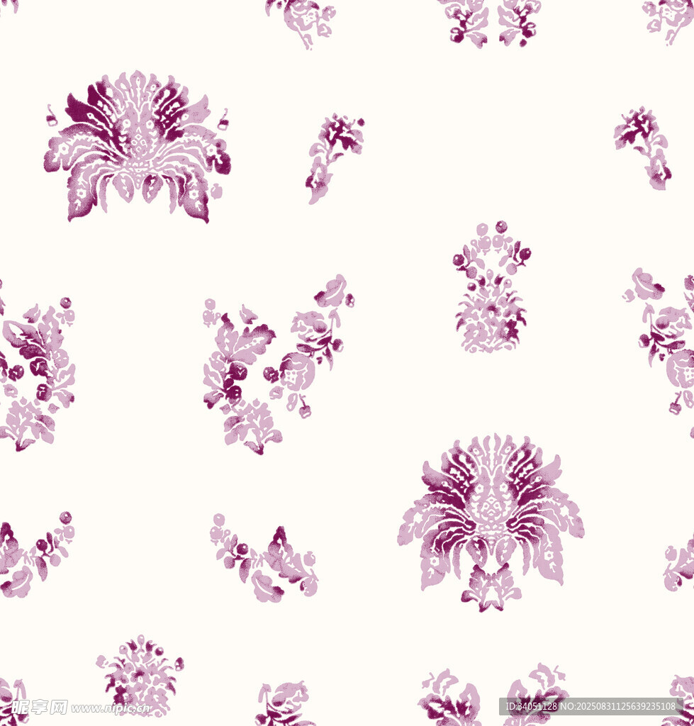 紫色花卉图案无缝背景