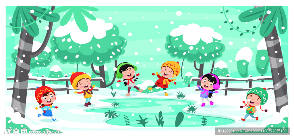 儿童在林间快乐玩水嬉戏