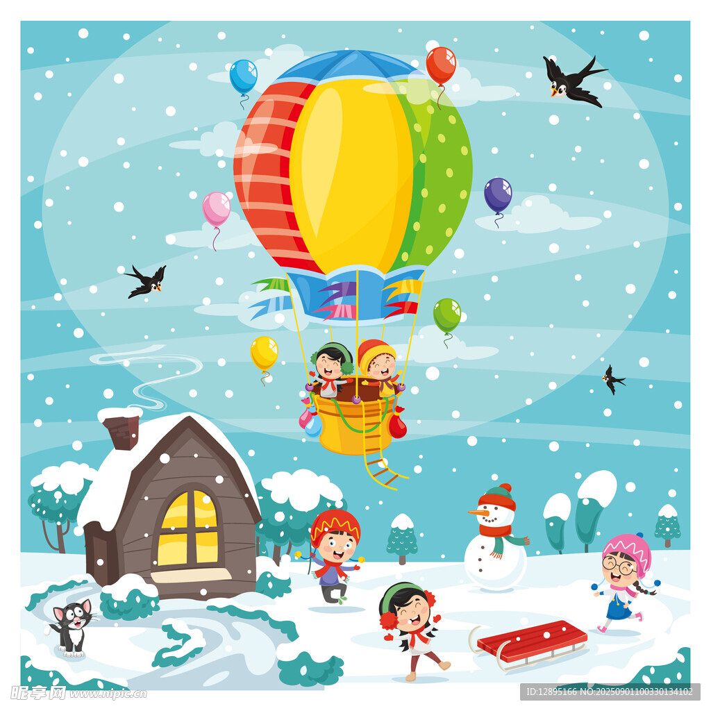 热气球下的欢乐场景