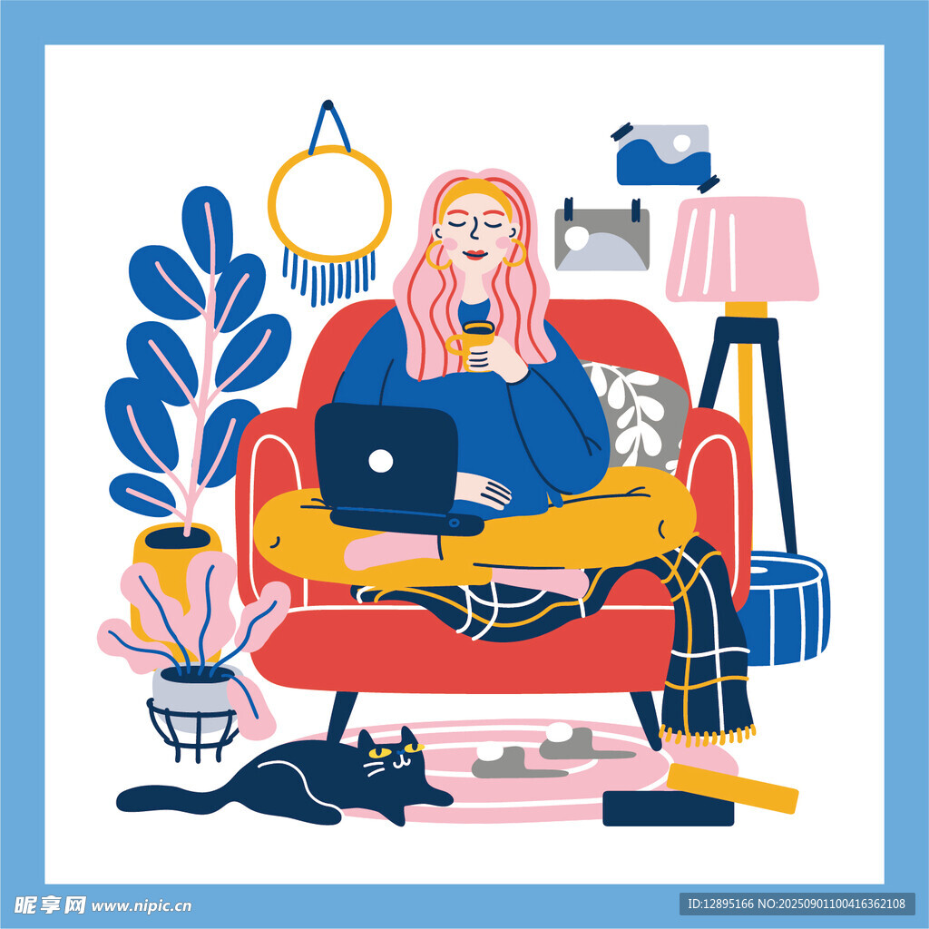 居家办公的惬意时光