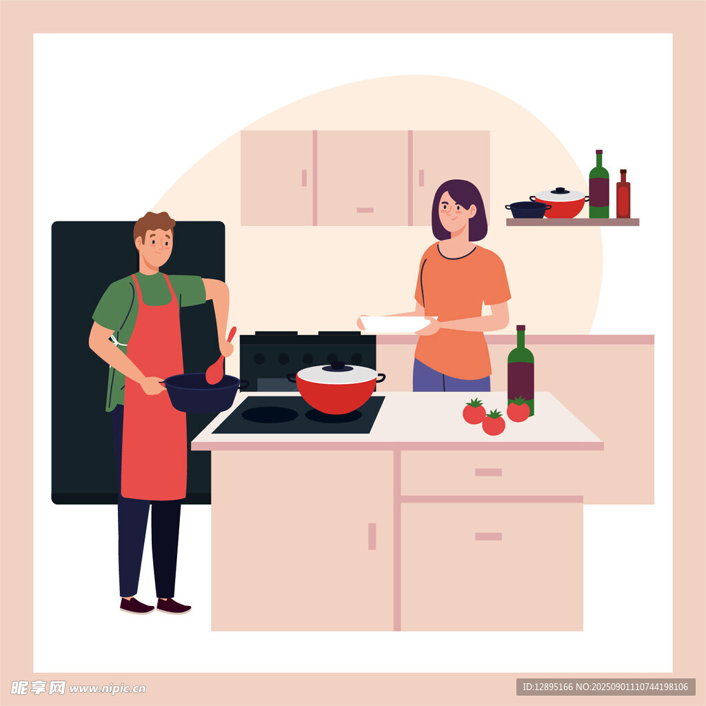 情侣厨房共烹美食