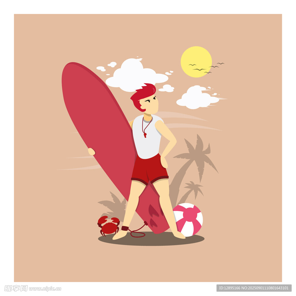 夏日冲浪者的休闲时光