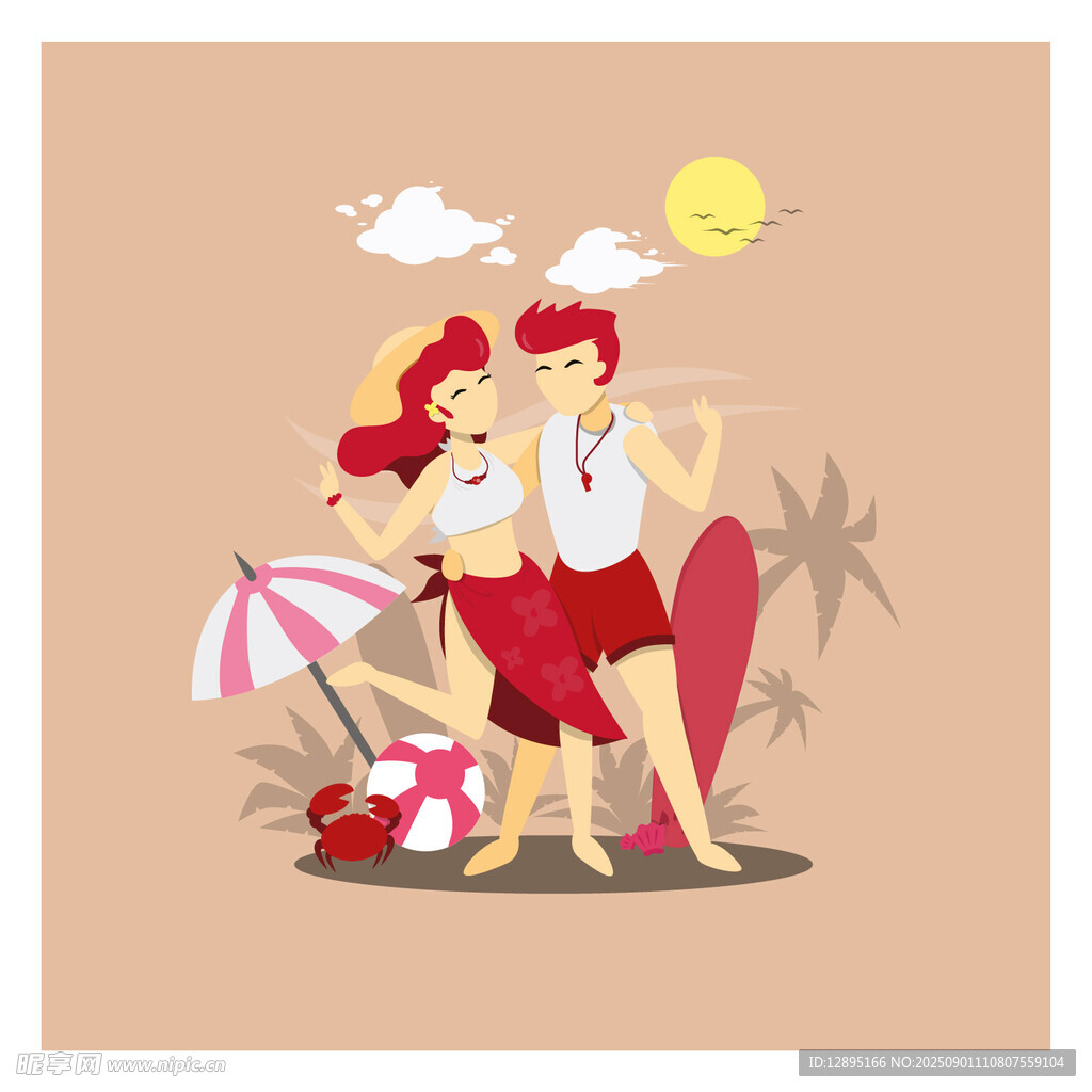 夏日情侣海滩甜蜜度假