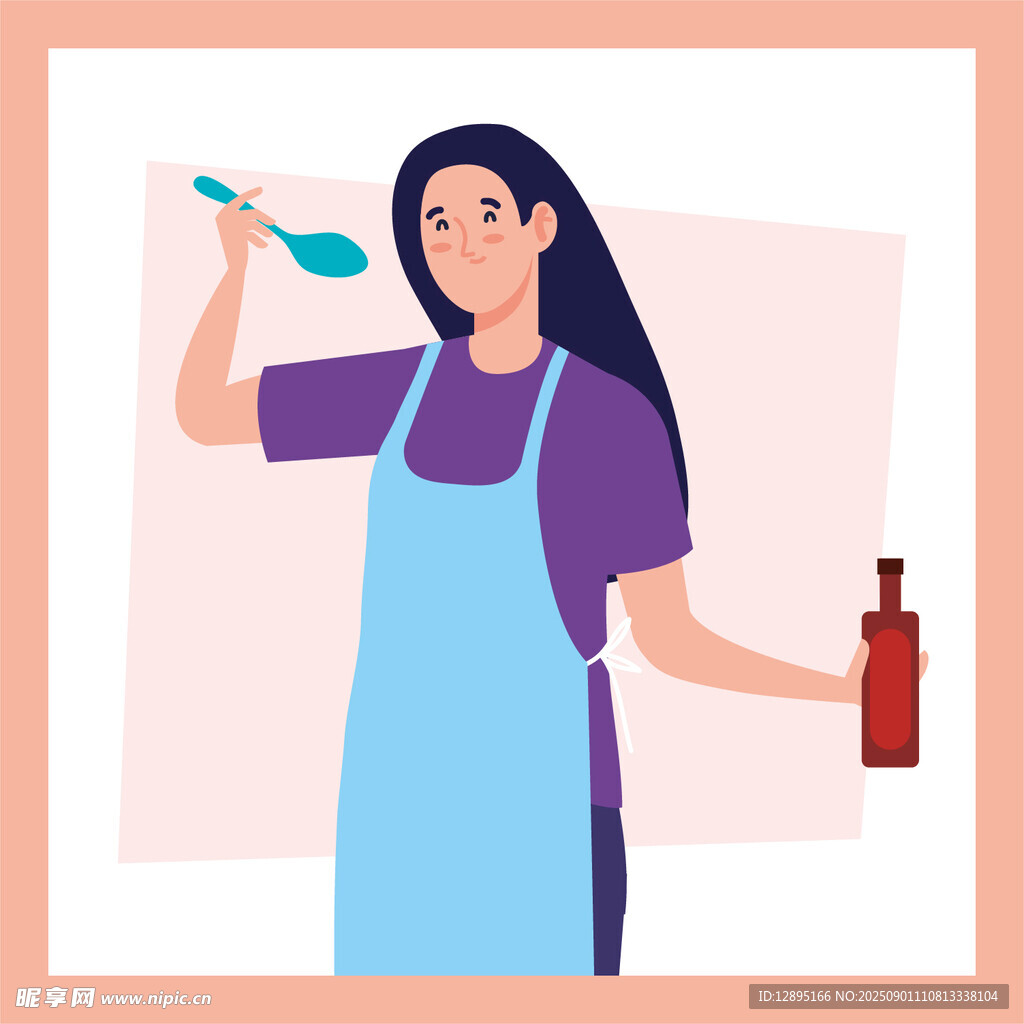 女士手持调料瓶烹饪场景