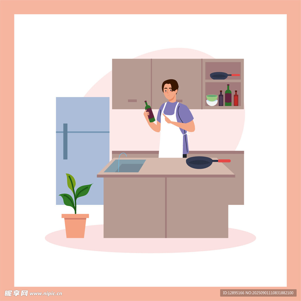 女士在厨房烹饪场景