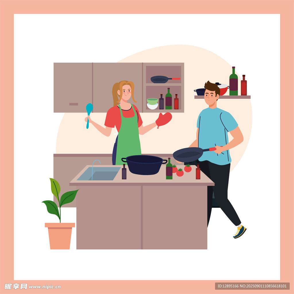 情侣厨房甜蜜共做家务